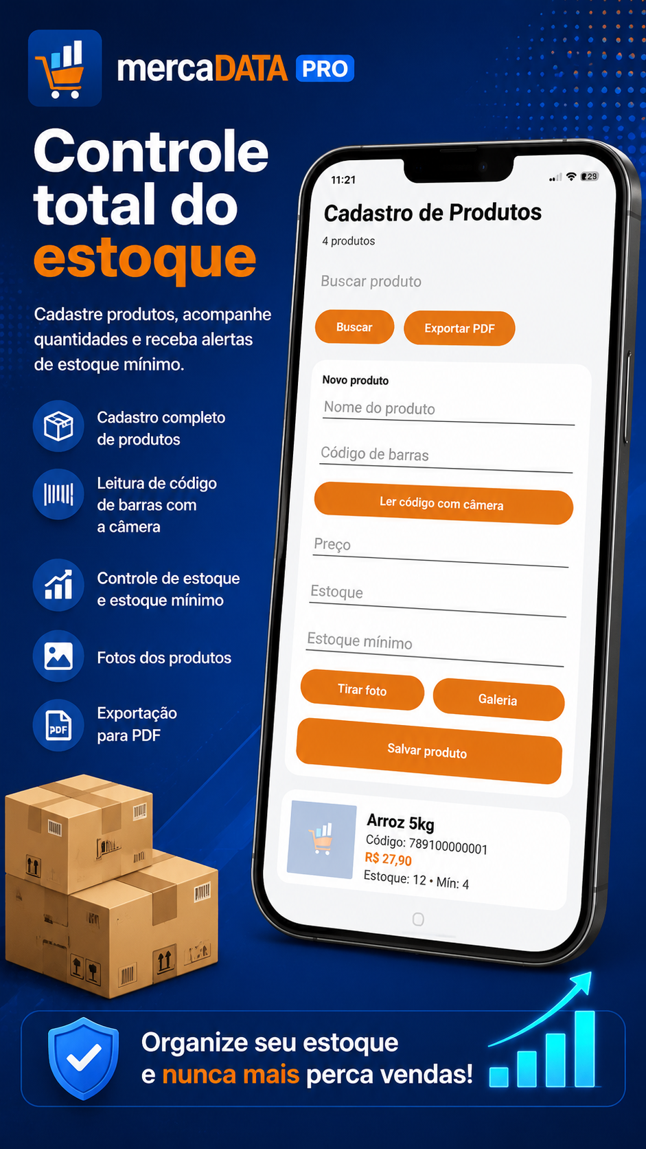 Controle total do estoque no mercaDATA PRO
