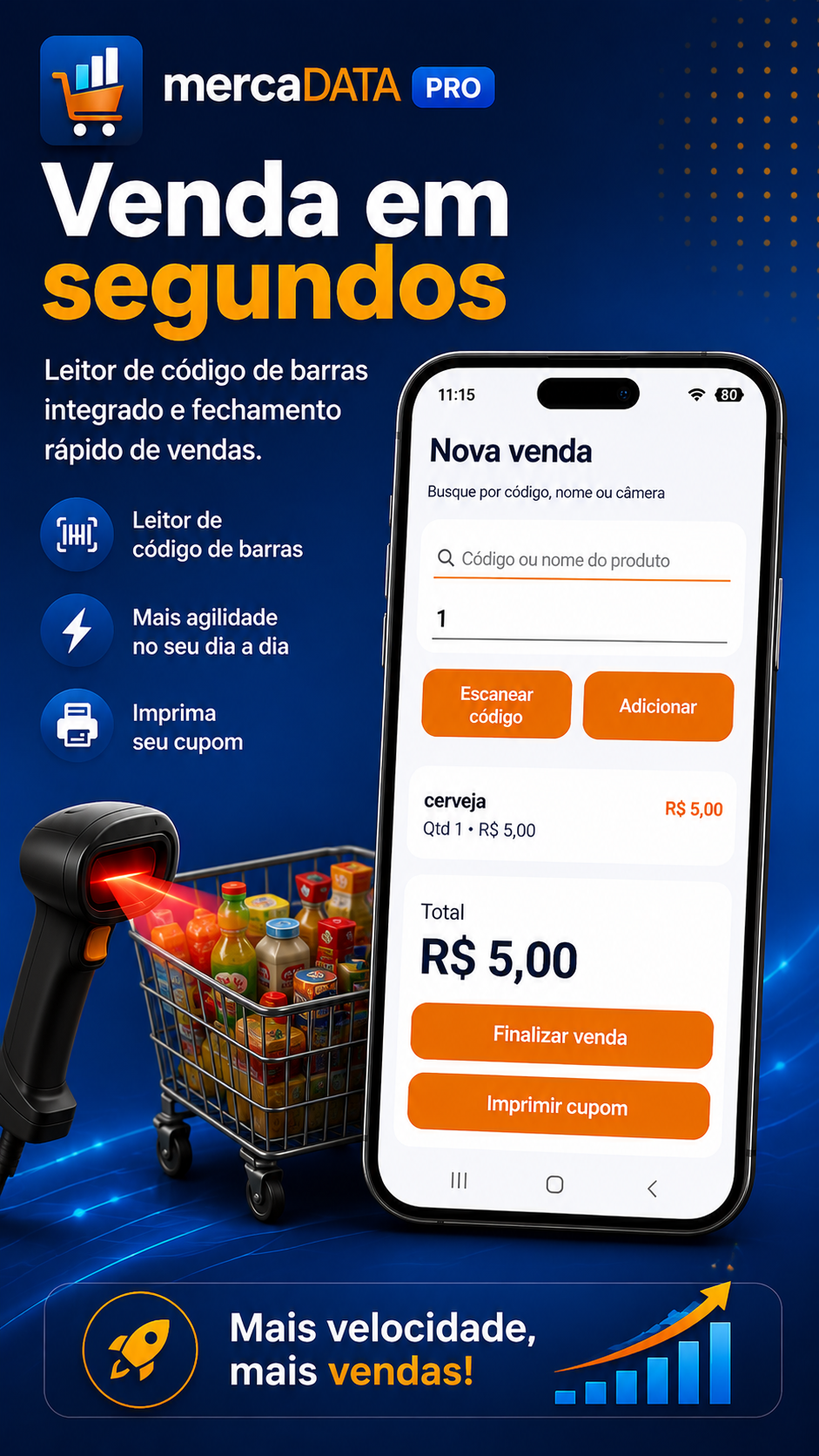 Venda em segundos no mercaDATA PRO